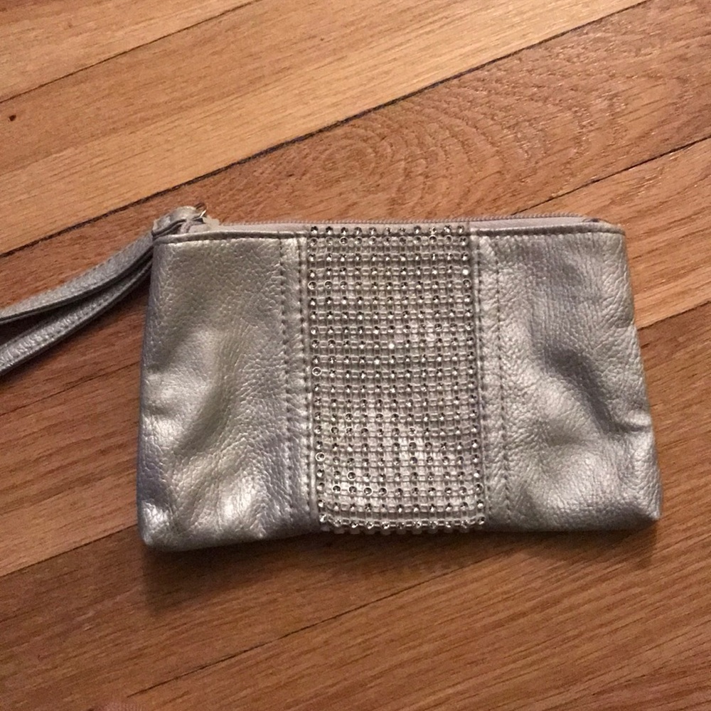 Silver studded clutch